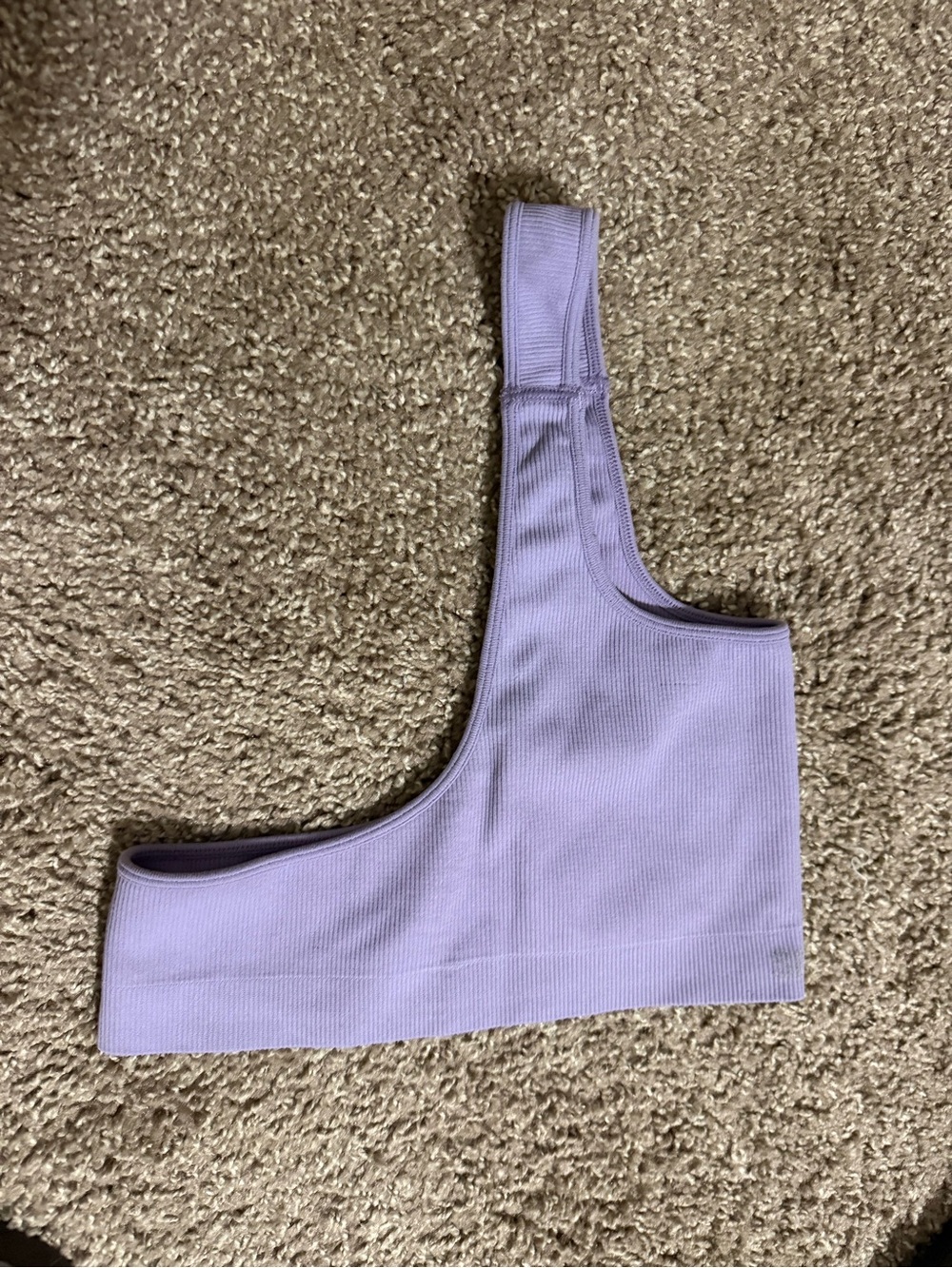 SET Active Lavender Ribbed One-Shoulder Crop Top